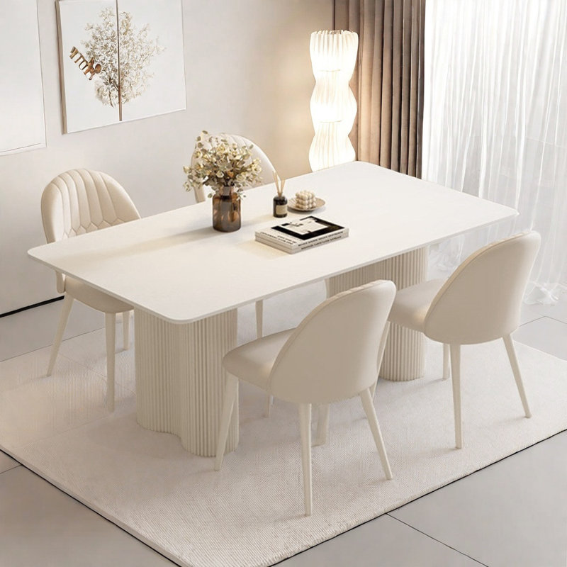 HEshihome Rectangular Simple Sintered Stone Dining Table Set